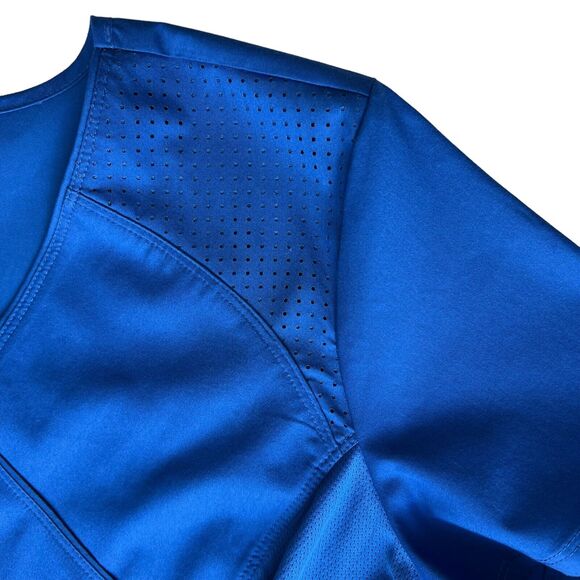 Cherokee LUXE Sports Mock Wrap Scrub Top Large Breathable Blue Medical Uniform - Picture 3 of 15